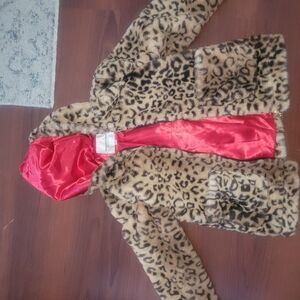 Urban Republic Leopard Print Kids Coat with Red Lining